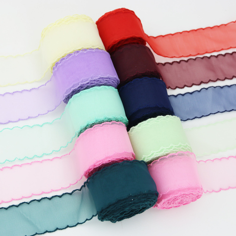Organza Ribbon Silk Wavy 40mm Hair Bow Material Ornamental Gift Wrap Decoration Lace Ribbons ► Photo 1/6
