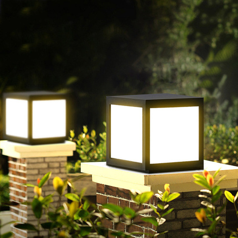 Thrisdar Waterproof LED Solar Pillar Lamp Outdoor door fence Courtyard Solar Column Light Villas Garden Porch Stigma Light ► Photo 1/6