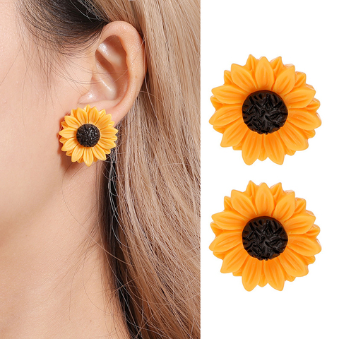 SMJEL Cartoon Sunflower Earings for Women Fashion Big Sun Flower Statement Earring Korean Studs Jewelry Best Friend Gifts ► Photo 1/4
