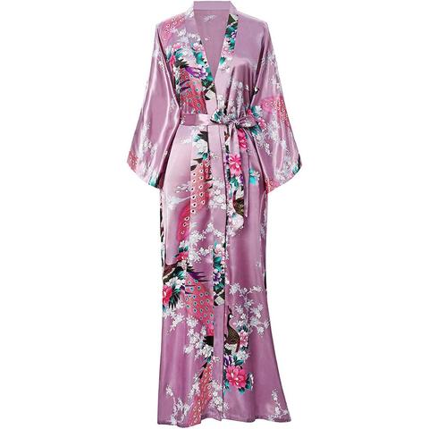 Pink Chinese Women Silk Rayon Robes Long Sexy Nightgowns Yukata Kimono Bath Gown Sleepwear Plus Size S M L XL XXL XXXL A-030 ► Photo 1/6
