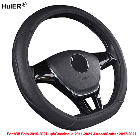 D Type Car Steering Wheel Cover For Volkswagen VW Polo 2015 -2022 up! Coccinelle 2011 -2022 Arteon Crafter 2017 - 2022 ► Photo 1/6