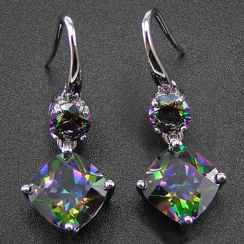 Huitan Multicolor Cubic Zirconia Women Drop Earrings Graceful Accessories for Evening Party Female Christmas Gift Luxury Jewelry ► Photo 1/6