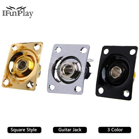 Square Style Plate Guitar Bass 1/4 Output Input Jack Socket for Electric Guitar Black Gold Chrome Gutiar Parts ► Photo 1/6