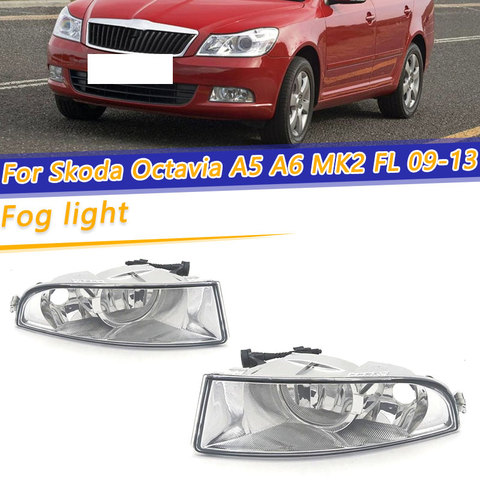 COOYIDOM For Skoda Octavia A5 A6 MK2 FL 2009 2010 2011 2012 2013 Car-styling Front Halogen Fog Light Fog Lamp With 2 Bulbs Holes ► Photo 1/6