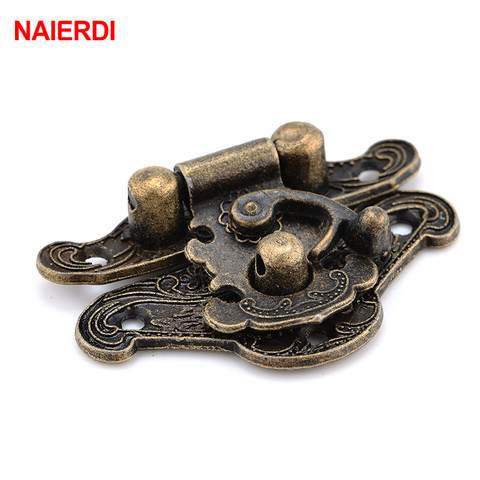 NAIERDI 4pcs Antique Bronze Hasp Latch Jewelry Wooden Box Lock Mini Cabinet Buckle Case Locks Decorative Handle 3 size ► Photo 1/6