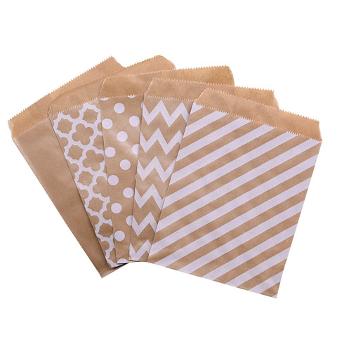 50pcs/ Lot Treat Candy Bag High Quality Party Favor Paper Bags Chevron  Polka Dot Stripe Printed Paper Craft Bags Bakery Bags