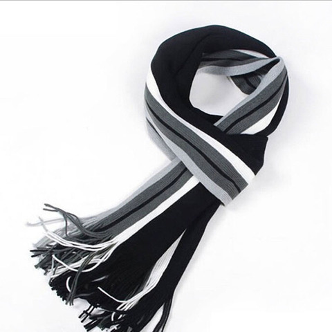 Men Youth Fashion Striped Scarf Autumn Winter Warm Cashmere Knit Scarf Wool Scarf Wool Soft Wrap Shawl ► Photo 1/6