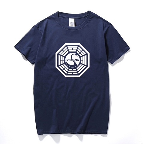 American TV Play Series LOST Dharma Initiative T-Shirt Fitness Cotton Short Sleeve Fans T Shirts Tops Tees Camisetas Masculinas ► Photo 1/6