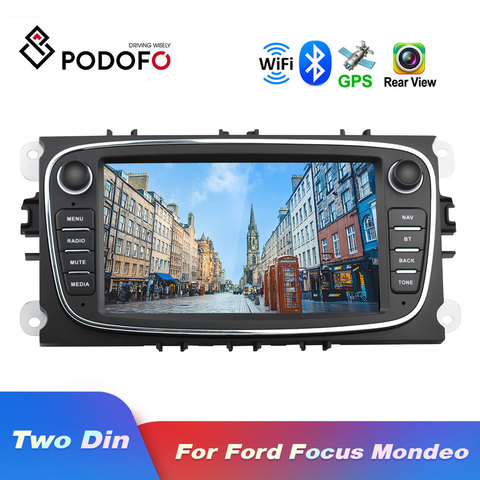 Podofo Android 8.1 GPS Car Radios 2 Din Car Multimedia player 7'' Audio DVD Player For Ford/Focus/S-Max/Mondeo 9/GalaxyC-Max ► Photo 1/6