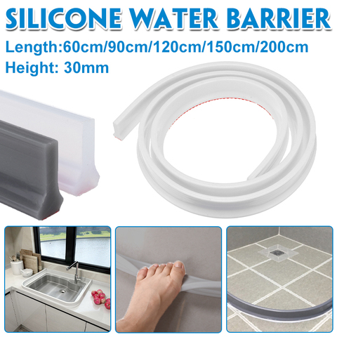 30mm height Bathroom Water Stopper Water Partition Dry&Wet Separation Floor Barrier Rubber Dam Silicon Water Blocker Dont Slip ► Photo 1/6