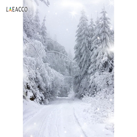 Laeacco Winter Backdrops Snowing Forest Trees Pathway Photography Backgrounds Baby Portrait Photozone Photocall For Photo Studio ► Photo 1/6