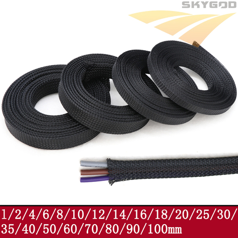 Black 1/5/10M PET Braided Sleeving Diameter 1~100mm Insulated Cable Data line protection Wire Cable Flame-retardant nylon tube ► Photo 1/6