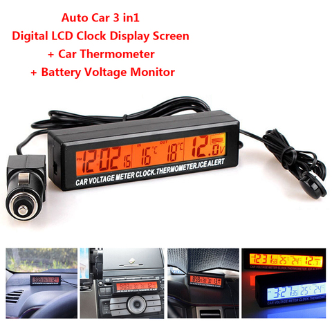 12V Car Digital LCD Display Thermometer Inside Outside Temperature Gauge  Meter