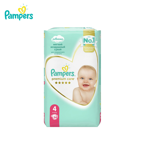 Diapers pampers premium care size 4, 9-14кг, 54 pieces Diapers For Children Pampers Active Baby Disposable Baby Diapers ► Photo 1/3