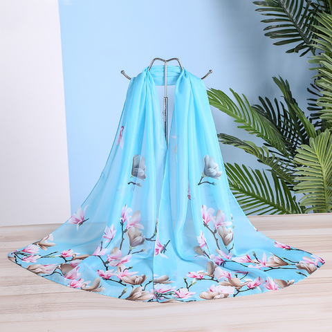 Brand New Chiffon Scarf Women Spring Summer Silk Scarves Thin Flower Shawls And Wraps  Foulard Print Hijab Stoles Wholesale ► Photo 1/6
