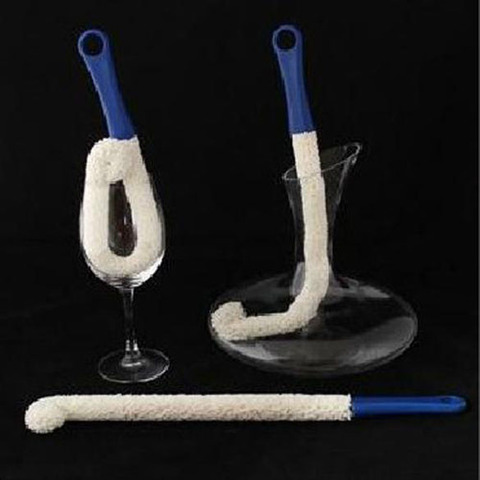 Foam Wine Bottle Brush Decanter Stemware Glasses Dust Cleaning Brush Flexible