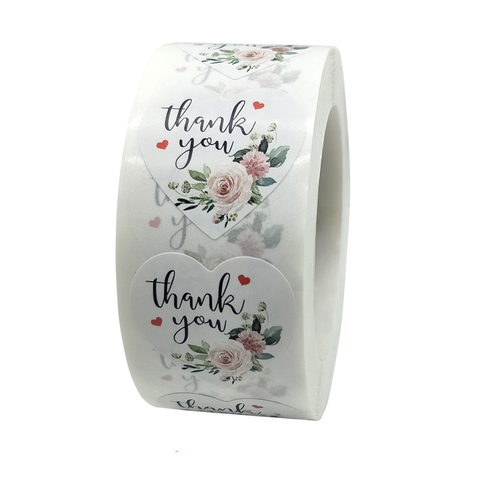 100-500pcs Thank You Stickers Heart Floral Seal Labels Cute Paper Stickers For Wedding Party Cards Envelope Stationery Stickers ► Photo 1/6