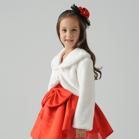 Flower Girls Long Sleeve Winter Short Coat Brand Baby Girls Wedding Fur Bolero Girls Party Warm Cloak Cape Kids Shawls ► Photo 1/6