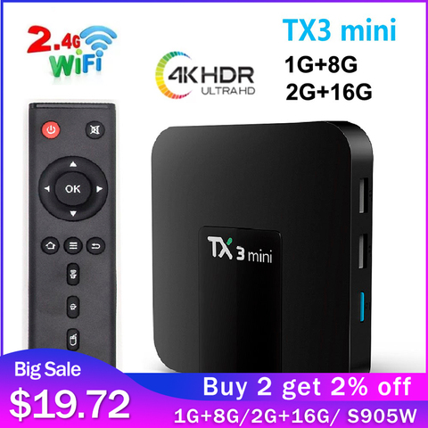 TX3 Mini Android 8.1 TV Box Smart TV Amlogic S905W 1G/2G 8G/16G Tanix TX3 Box 1G8G TVBOX H.265 4K Set Top Box Free shipping ► Photo 1/6