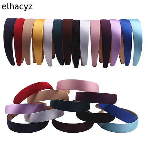 14pcs/lot New Lady Solid Satin Hair Band Plain Alice Headbands 1inch Wide Hairband Ribbon Hair Accessories ► Photo 1/6