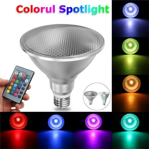 Dimmable RGB PAR30 PAR38 Par Light E27 15W 25W LED Spotlight Bulb Flood Lamp Remote Control Multicolor Home Decoration 110V 220V ► Photo 1/6