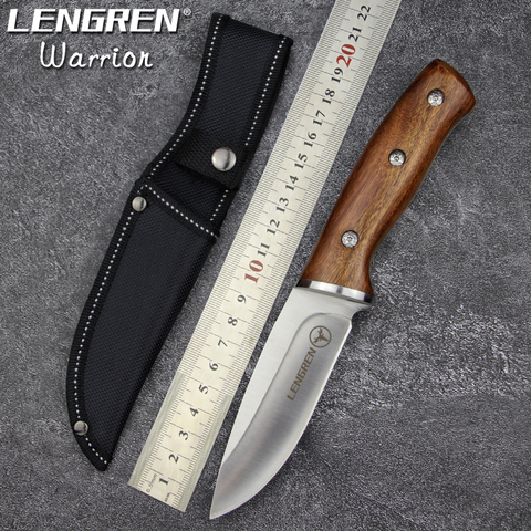 LENGREN hunting knifes wood handle camping survival tactical fixed knife north american hunting sharp Straight knife ► Photo 1/6