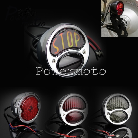 STOP LED Replica Motorcycle Taillights Cafe Racer Stop Brake Lamp License Plate Light For Scrambler Cruiser Triumph Bobber XS650 ► Photo 1/6