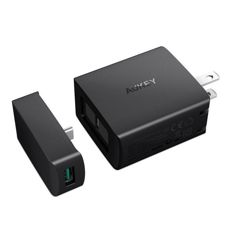 US Plug Original AUKEY Fast Charger Amp PD 2.0 with 3 Port USB C or A Fast Phone Charger Ultra-Compact Design for Iphone iPad ► Photo 1/6