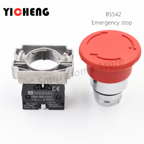 1Pcs Mushroom head power switch emergency stop 10A 22mm push button switch ► Photo 1/4