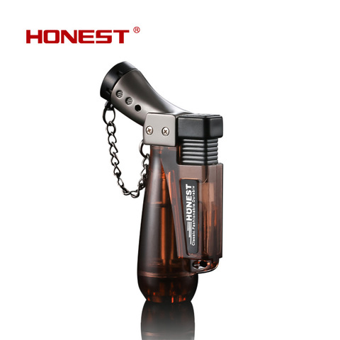 HONEST Metal Visible Gas Lighter Butane Torch Turbo Lighter 1300C Cigar Cigarette Lighters Smoking Accessories Gadgets For Men ► Photo 1/6