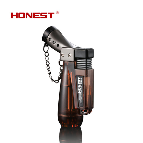 HONEST Metal Visible Gas Lighter Butane Torch Turbo Lighter 1300C Cigar Cigarette Lighters Smoking Accessories Gadgets For Men ► Photo 1/6