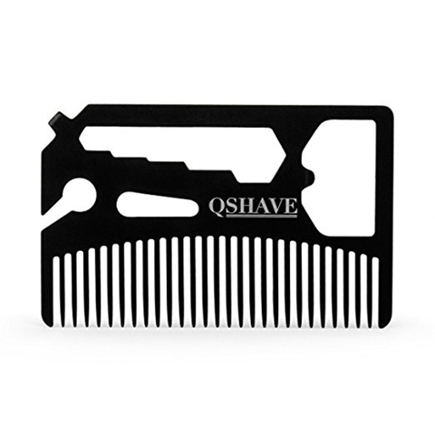 QSHAVE Multifunctional Utility Beard Comb Fits in Your Wallet (Comb, Bottle Opener, Wrench, Screw Driver, Knife Blade breakaway) ► Photo 1/6