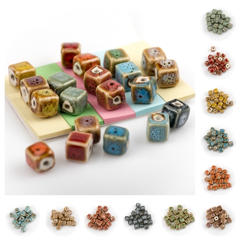 8# 10# 20pcs Square Shape Porcelain Ceramic Bead For Jewelry Making DIY  flower Jewlery&Accessories ceramics beads #A519C ► Photo 1/6