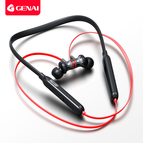 GENAI Bluetooth Earphones Wireless Headset Sports Magnetic Running 12 Hours Long Battery Life Stereo Noise Reduction Headphones ► Photo 1/6