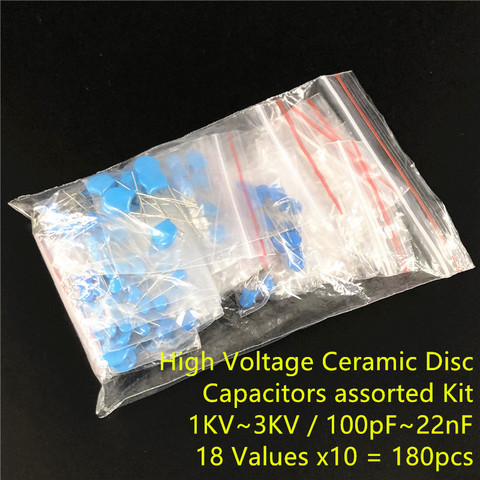 18Value 180pcs 1KV~3KV 101~223 High Voltage Ceramic capacitors Assortment assorted Kit ► Photo 1/2