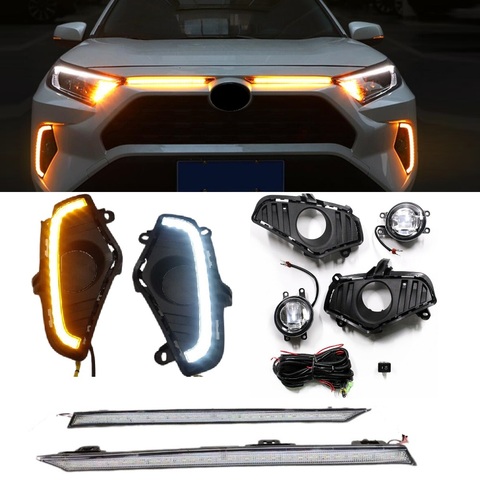 Exterior auto parts front grills led fog lamp lights Led drl day time lights with turn signal light fit for RAV4 rav 4 2022 suv ► Photo 1/6