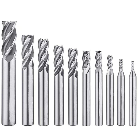 10pcs Milling Cutter Metal Drill Bit Set HSS Straight Shank Cutter 4 Blade 1.5-12mm Drills For wooding,Metal,Drilling Machine ► Photo 1/6