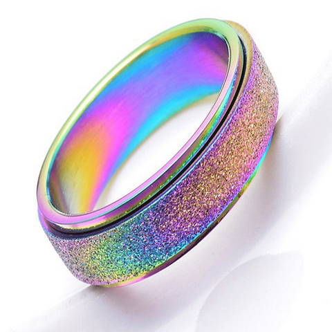 6mm Spinner Colorful Rings 2022 Fashion Men Charm Stainless Steel Matte Rings For Women Wedding Jewelry ► Photo 1/6