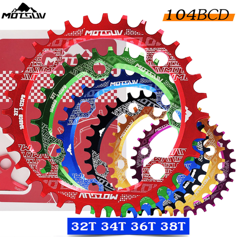 Bicycle Crank 104BCD Round Shape Narrow Wide 32T/34T/36T/38T MTB Chainring Bicycle Chainwheel Bike Circle Crankset Single Plate ► Photo 1/6