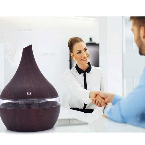 USB ultrasonic Humidifier ion Aroma Oil Diffuser Ultrasonic lamp 300ml Wood Grain Air Humidifier USB Mini Mist Maker LED Light ► Photo 1/6