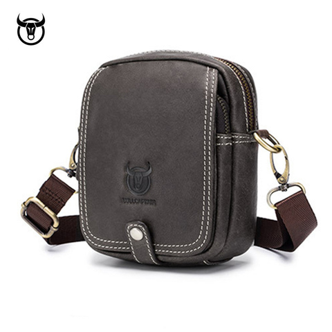 small Genuine Leather men's Shoulder bag mini cowhide leather Crossbody bags fashion Handbags Leather man Messenger bag ► Photo 1/6