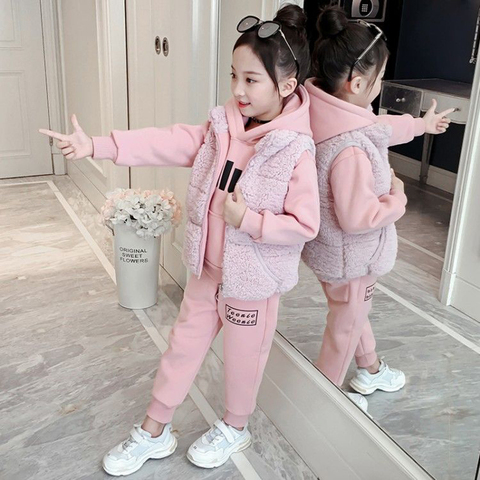 2022 Baby Boys Girls Christmas Autumn Warm Vest Coat + Sweatshirt + Pants 3Pcs Infant Kids Children Sports Suit Toddler Clothes ► Photo 1/6