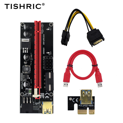 TISHRIC PCI-E Riser 006/008s/009s Card PCIE PCI E Extender USB 3.0 SATA to 4Pin Molex Adapter Cable Mining Riser For Video Card ► Photo 1/6