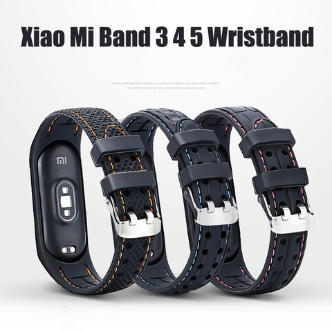 Silicone Smart watchband For Xiaomi Mi band 5 mi band 3 4 Sport watch band replacement beacelet belt for Mi band 4 5 wirst strap ► Photo 1/6