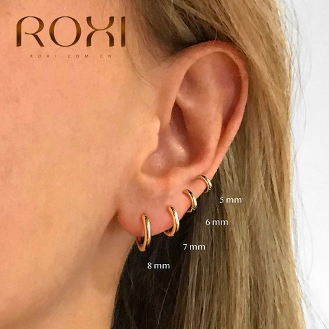 ROXI Vintage Glossy Geometry Round Circle 925 Sterling Silver Earrings for Women Kolczyki Damskie Hoop Earring Pendientes Mujer ► Photo 1/6