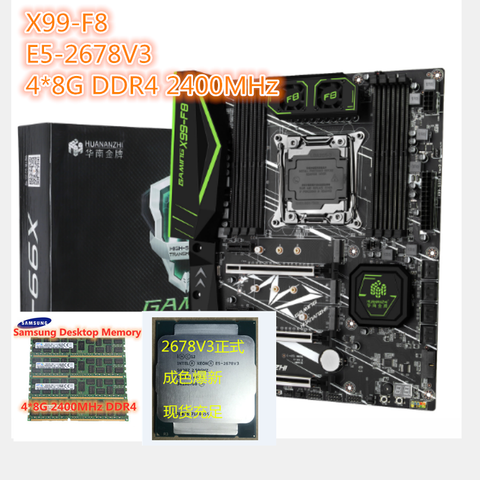 Huananzhi X99-F8 configuration Xeon E5 2678 v3 4pcs 8GB = 32GB 2400MHz DDR4 ECC REG memory X99 2678V3 ► Photo 1/6
