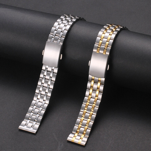 18mm 20mm 22mm Gold Silver Rose gold Stainless Steel Watch Band Strap Metal Bracelets For Men Women Wrist Watches Watchband ► Photo 1/6