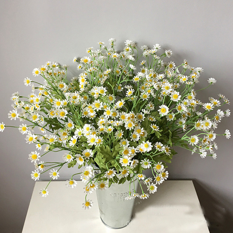Artificial Small Daisy Flower White Silk Chamomile Bouquet Home