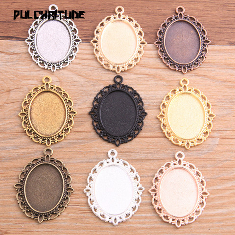 6pcs 18*25mm Inner Size 9 color Classical Style Oval Cabochon Base Setting Charms Pendant For Diy Jewelry Making ► Photo 1/6