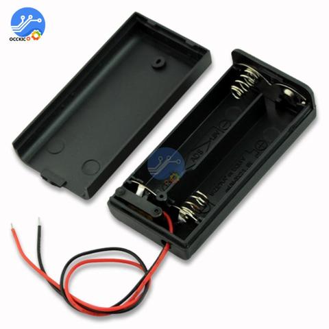 Black 2 AA Battery Holder Box Case With ON/OFF Button Switch New 2 AA 2A Plastic Battery Storage Case With Lead Wire ► Photo 1/4